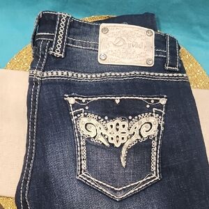 Women's Blue Jeans with Embellished Pockets